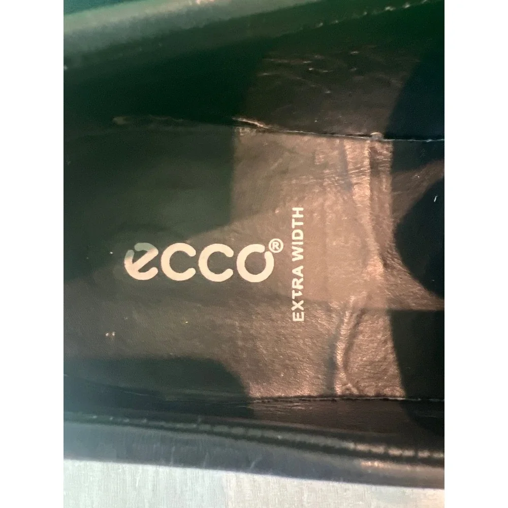 ECCO Mens Black Leather Loafers Handsewn Moc Toe Extra Width EU 46 US 12-12.5